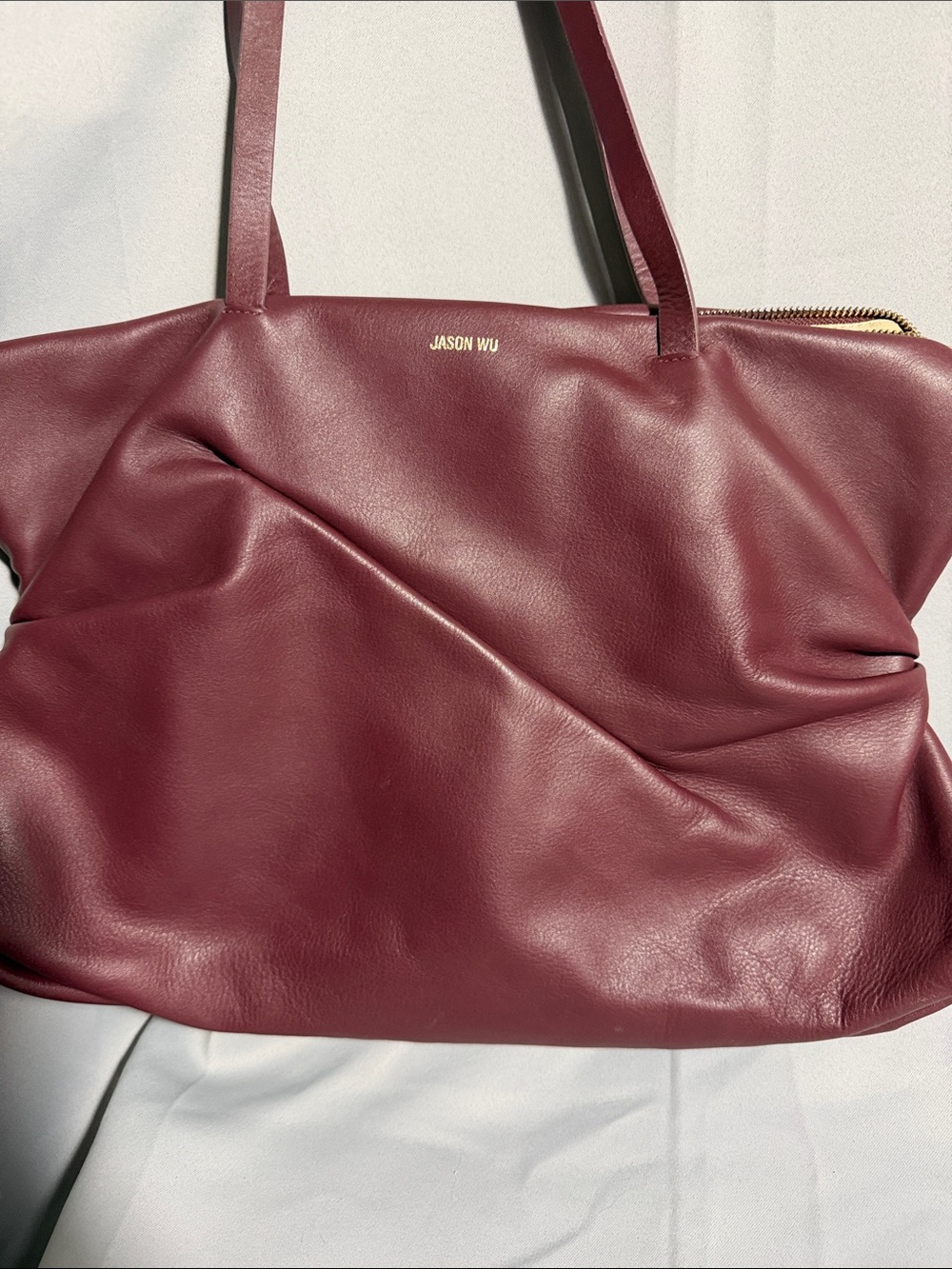 Jason Wu Wine Red Leather Tote with Gold Logo